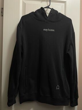 Black "stay home." Graphic Hoodie